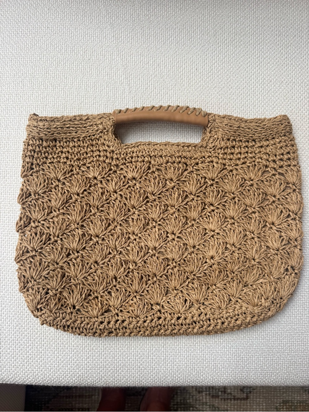 Banana Republic Woven Raffia Straw Tote Bag Crochet Natural Tan